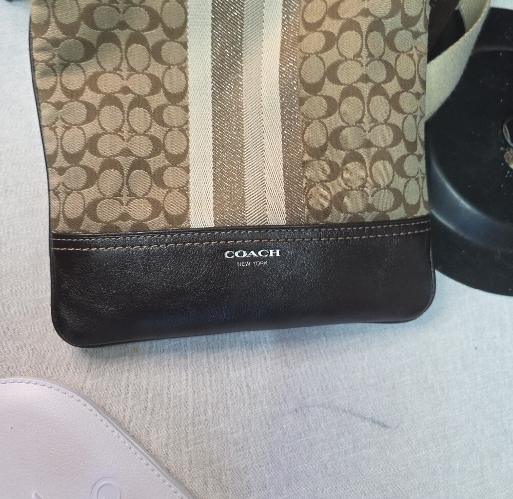 Coach Signature Stripe Mini C Crossbody Bag - Picture 7 of 7